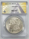 1921 D Morgan Silver Dollar ANACS MS 61