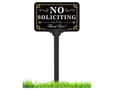 No Soliciting Sign for House with Stake - Adjustable Height - 12 x 8 Inch37 Inch