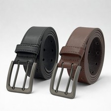 Double Prong Leather Belt Made in USA Genuine Leather 1.5" Work Casual All Sizes