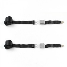 Chevy Ii 1966-1967 Airplane 2pt Black Retractable Bucket Seat Belt Kit - 2 Belts