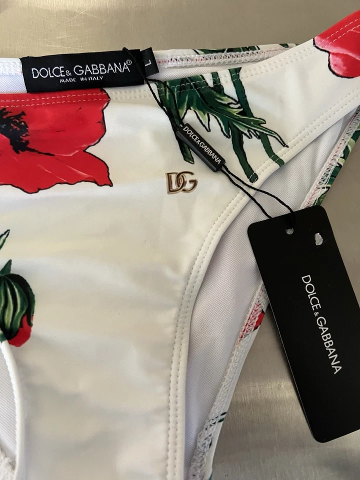 Traje de baño DOLCE & GABBANA blanco floral traje de baño 2 piezas parte superior inferior IT3 / M 750usd Foto 3 de 4