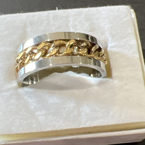 Two Tone Mens Ring Size 9.5 - Picture 4 of 12