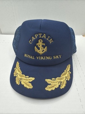 Vintage Captain Royal Viking Sky Mesh Hat Cap Strap Back Adjustable Blue