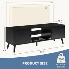 Edx WMCONR-TVS01BK Modern TV Stand Mid Century Entertainment Centre Black