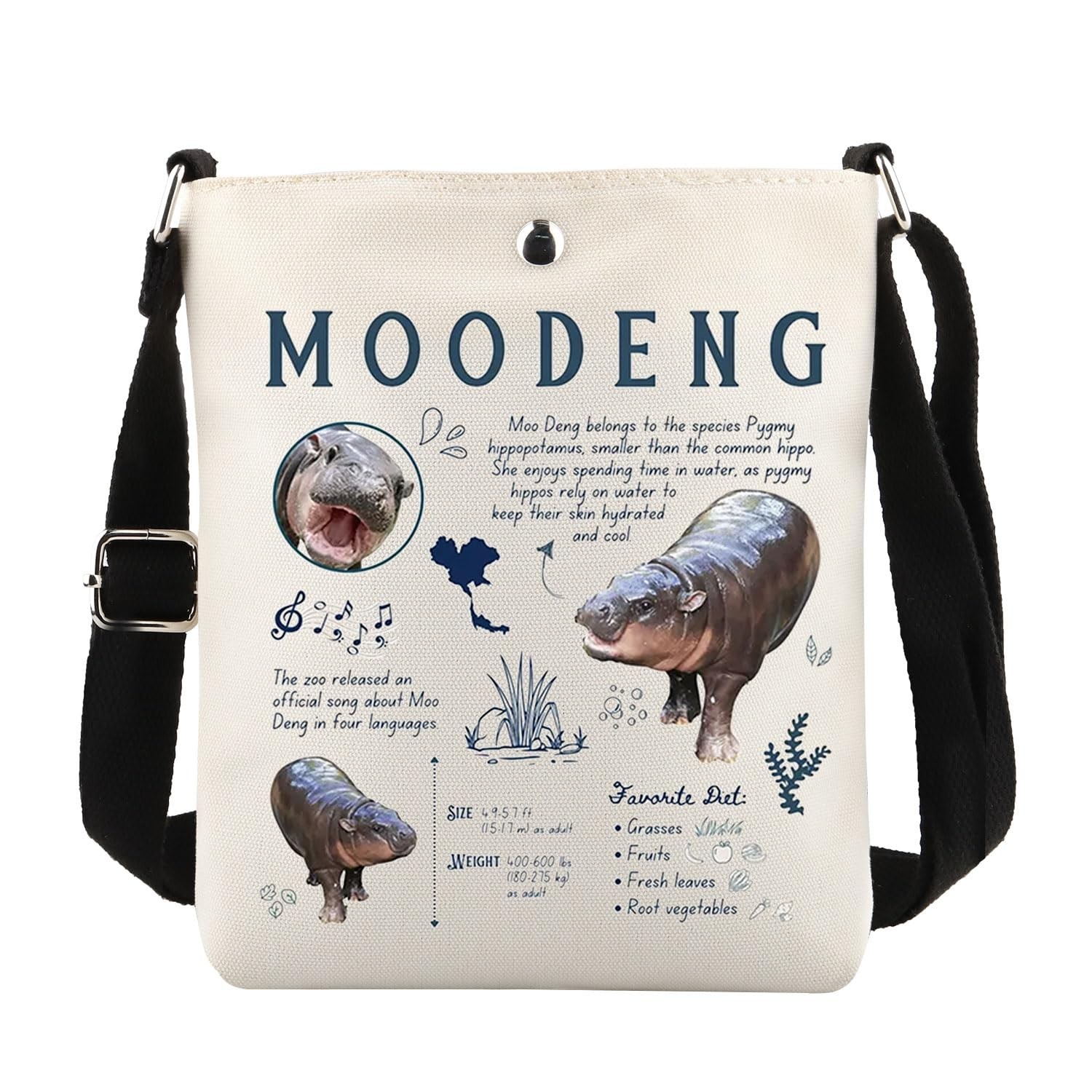 MAOFAED Cute Moo Deng Hippo Gift, Hippo Crossbody Bag, Hippo Lover Gift, Hipp...