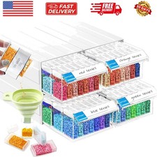 Diamond Painting Storage, 4 Pack Stackable Bead Organizer 140 Slots Individua...