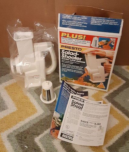 PRESTO SALAD SHOOTER ELECTRIC SLICER SHREDDER PLUS EXTRA RIPPLE SLIC CONE #02915