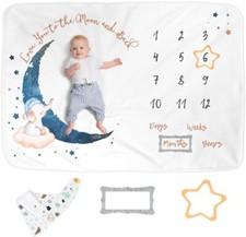 Baby Monthly Milestone Blanket- Love You To The Moon And Back