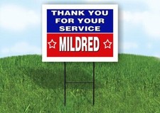 MILDRED THANK YOU SERVICE 18 in x 24 in Yard Sign Road Sign with Stand