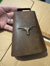 Cowboy Cow Bell Patina Texas Longhorn Ranger Yellowstone Ranch Collector Decor