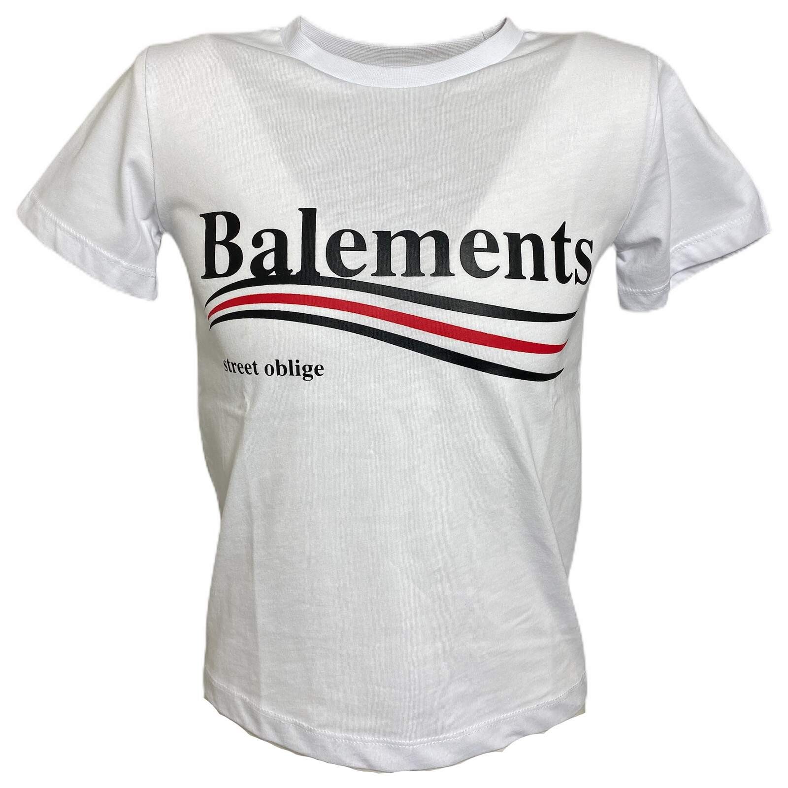 B33 maglia bimbo BOY BALEMENTS белая хлопковая футболка с принтом для детей