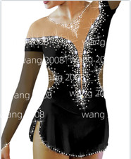 Adult Ice Skating Figure skating Dress Gymnastics Costume black