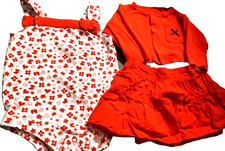 Cute Red  White Dress Set Baby Girl Infant Clothes 3-6M 3-pc Bundle Lot A11