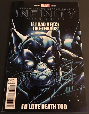 Infinity #1 NM Mark Brooks Grumpy Cat Thanos Variant 2013 Marvel Comics