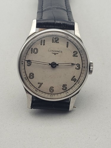 VINTAGE GEBRAUCHTE LONGINES SILBER ZIFFERBLATT HANDAUFZUG HERREN UHR / T020