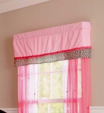 Summer Window Valance, Juliette, Pink  Black, NEW