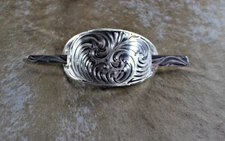 Western Womens Barrette 3.5 in Silver Engraved Swirl Rodeo Horse Show