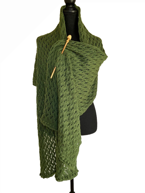 Ob.D. Handmade, Hand Knit Zig-Zag Lace & Bobbles Stole/Light Wrap