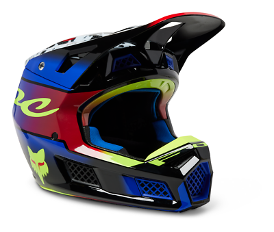 New Fox Racing V3 RS Dkay Helmet, Blue/Red, Small, 29653-149-S | eBay