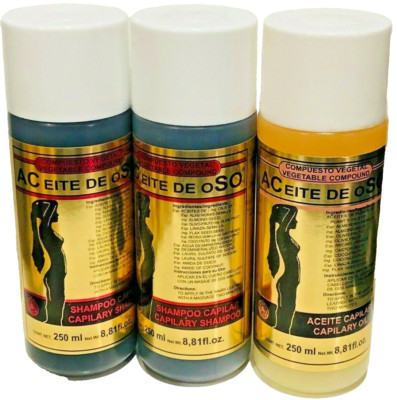 ACEITE DE OSO #2 SHAMPOO + #1 ACEITE CAPILAR 250 ML - #3 BOTTLES HECHO MEXICO