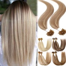 16"-24" Double Drawn Nail U Tip Human Hair Extensions Pre-bonded Keratin 1g 200g
