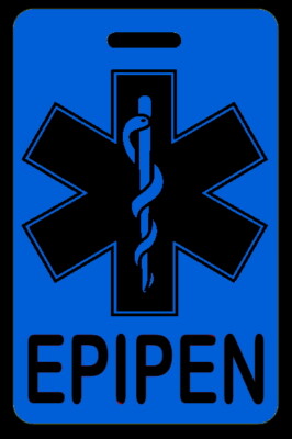 Personalized EPIPEN Hi-Viz Blue Luggage/Bag Tag