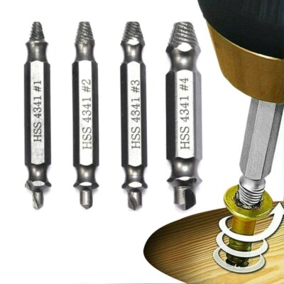 Damaged Screw Extractor Get It Out Drill Bits 4 PCS Tool Set Broken Bolt Remover