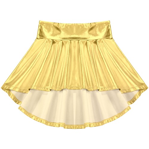 Kids Girls Shiny Metallic Ballet Dance Mini Skirts High Waisted Pleated Skirted - Picture 8 of 31