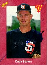 1991 Classic Red Update #T44 Dave Staton Signed RC Padres
