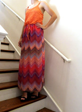 4-6 S ❤️FADED GLORY ❤️ MAXI LONG DRESS CROCHET LINED SLEEVELESS ❤️ BEACH SUMMER