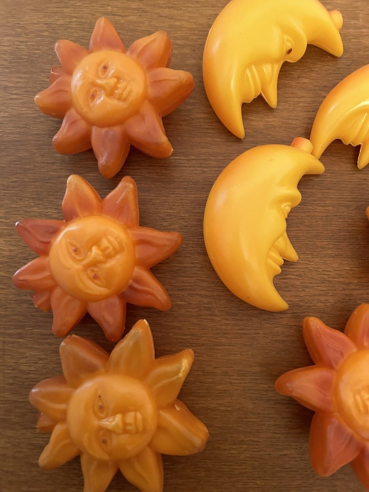 Lot of 10 Vintage Blow Mold Sun and Moon String Light Covers for Patio