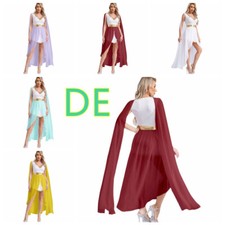 DE~Damen Griechische Göttin Kostüm Chiffon Kleid Cape Römische Göttin Cosplay