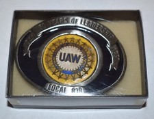 Vintage 1991 50th Anniversary UAW Auto Ag Aerospace Advertising Belt Buckle