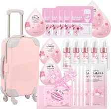 Skin Care Set For Teenagers Girls with Cute Mini Luggage,Sakura Skin Care Sets