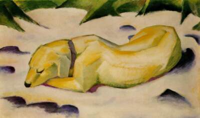 Franz Marc Dog Lying in the Snow 1911 17''x 22'' Archival Art Print