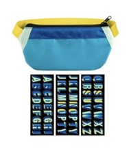 Pencil Pouch Personalize It with 5 with Stickers Blue Mint Teal Yellow
