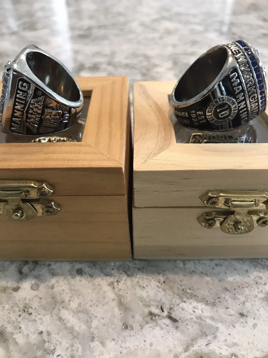 Eli Manning New York Giants Super Bowl 2 Ring Set With Framed