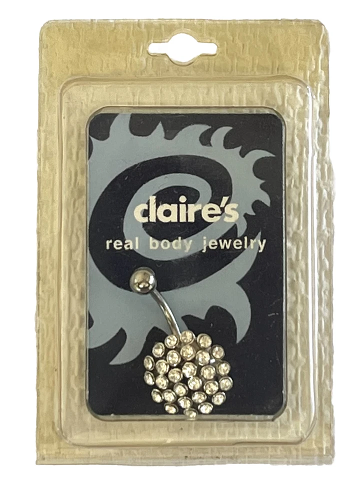 Anillo ombligo ombligo pedrería nuevo plateado acero inoxidable y redondo Starburst Foto 2 de 4