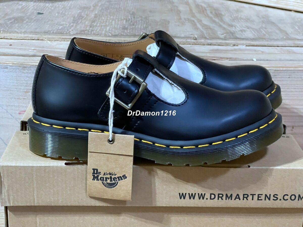 NIB Dr. Martens Women's Polley Mary Jane Oxfords Black Smooth Leather  14852001