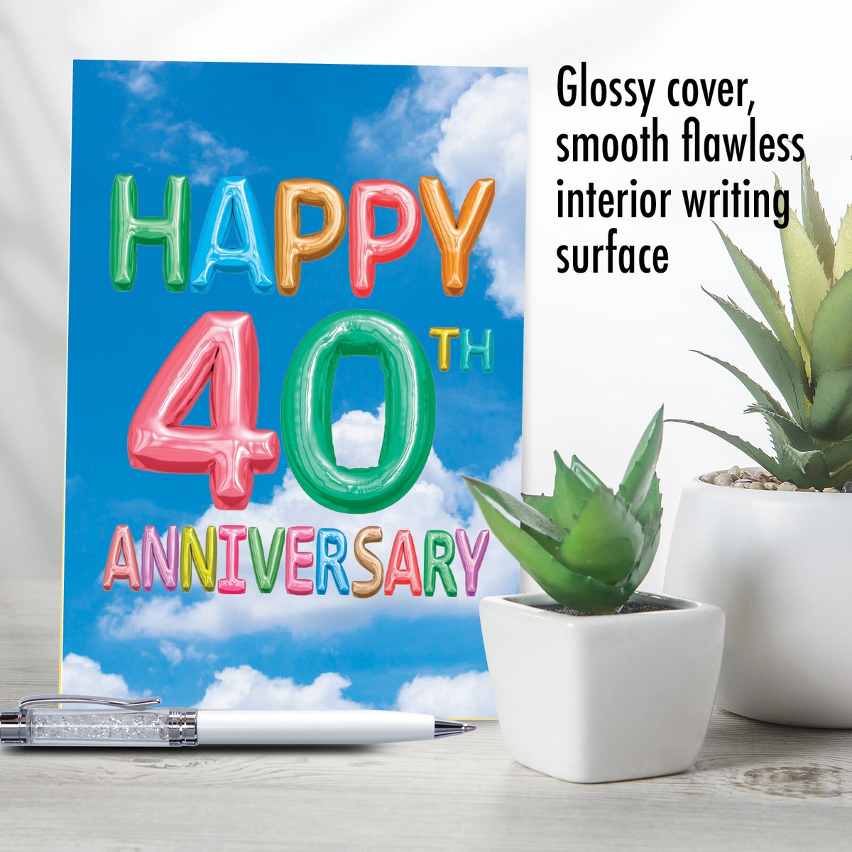 1 40th Anniversary Card with Envelope - Milestone (Not 3D or