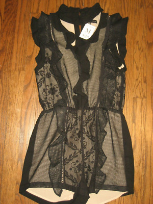 New womens medium lined Endless Rose black lace romper party dressy fancy