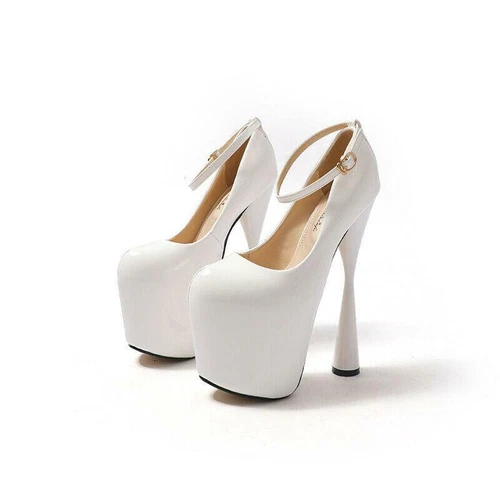19 cm Damenschuhe mit Stilettoabsatz Vintage Knöchelriemen Plateau Pumps Nachtclub - Bild 5 von 17