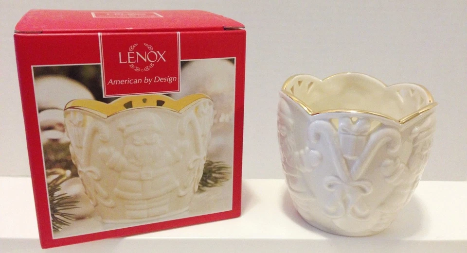 Lenox Merry Lights Santa Votive Candle Holder NEW in Box Ivory Porcelain 6708 - Image 2 of 3