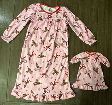 The Elf on the Shelf Pink Nightgown Pajamas w/ Matching Doll Gown Size 4 Sweet