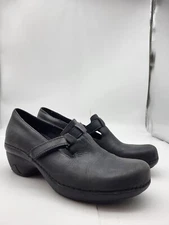 Patagonia 7.5 Black Leather Moto Booties Heel clog slip on