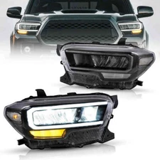 LED Tube Reflector Headlights For 2016-23 2020 Toyota Tacoma DRL Front Lamps Set