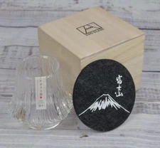 Edo Kiriko Glass Whiskey Glass Drinkware  7.4 oz Coaster & Box NEW