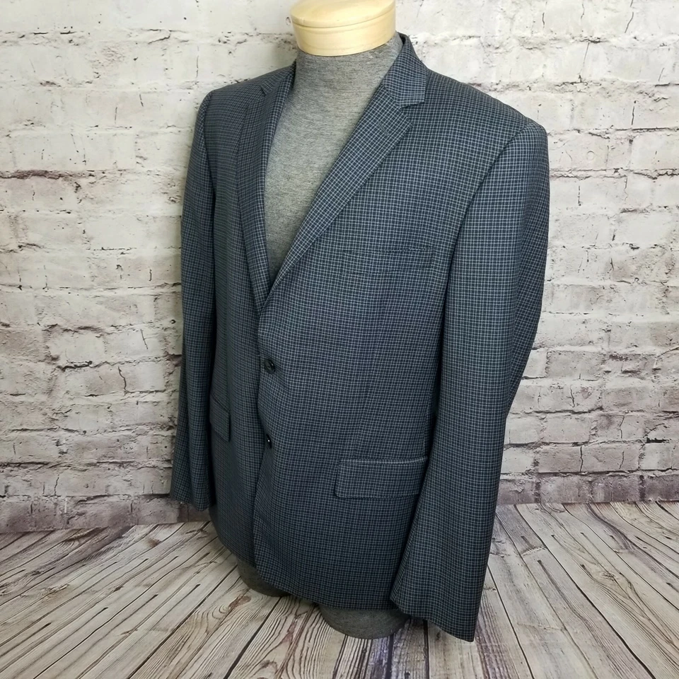 Versace Collection Hombres IT54 US44 Azul Cuadros 2 Botones Blazer Traje Chaqueta Foto 3 de 4