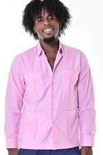 Bohio Men Cuban Red Guayabera Shirt Casual Beach Chacavana Button Up -MTCG1742