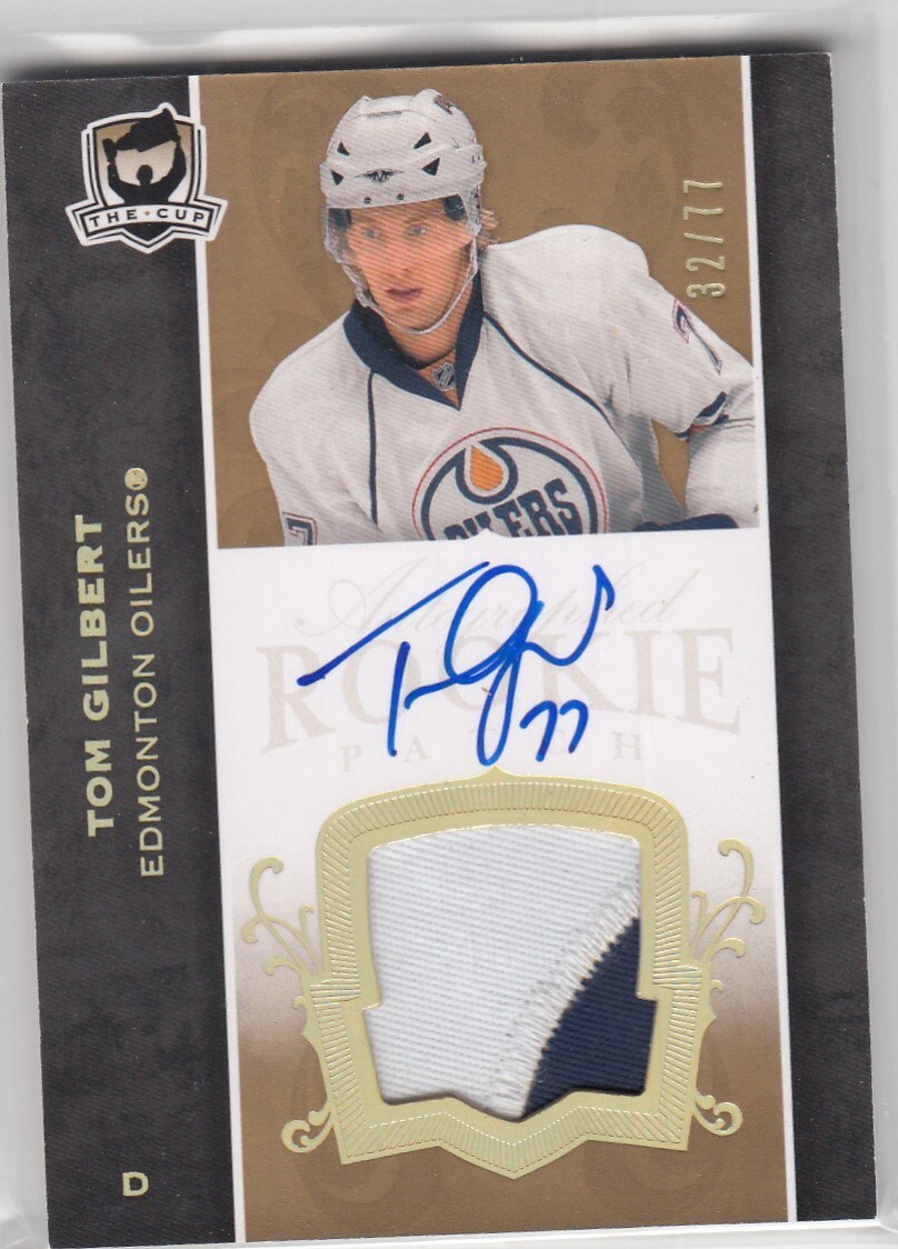 2007-08 The Cup Gold Rainbow Auto. Rookie Patches #175 Tom Gilbert /77   